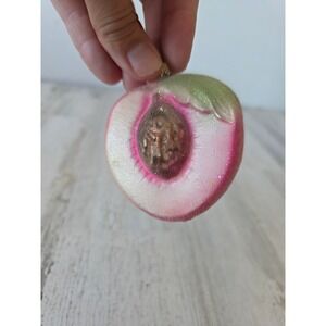 Vintage KC Germany Kurt Adler peach pear plum glass glitter ornament Xmas tree